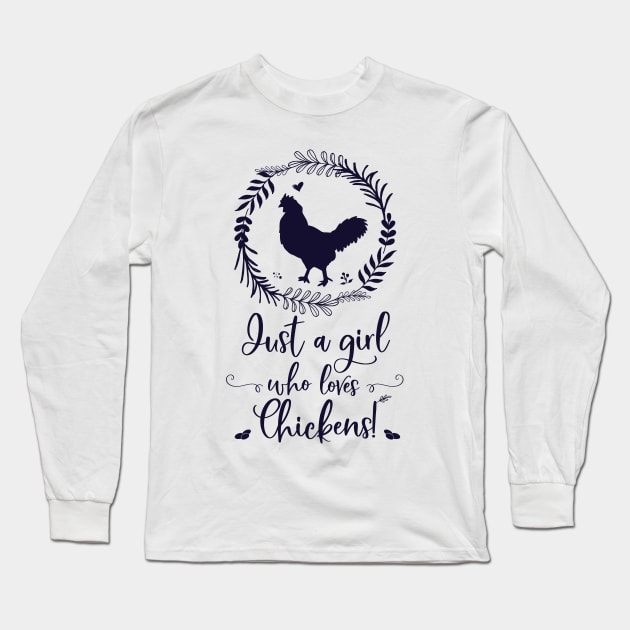 Just A Girl Who Loves Chickens Silhouette Long Sleeve T-Shirt by brodyquixote